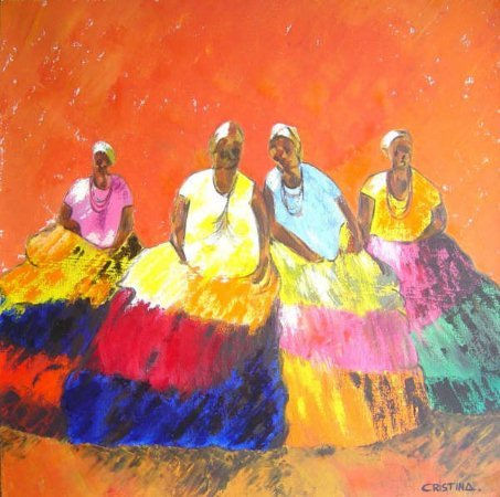 Bahianas Oil Canvas Figure Painting