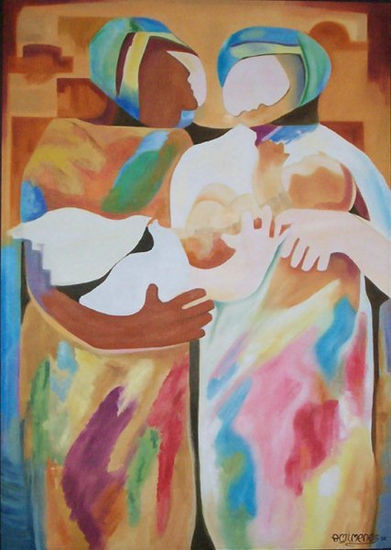 Jesús, Maria y José Oil Canvas Figure Painting