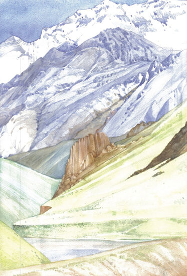 Aconcagua Acuarela Papel Paisaje