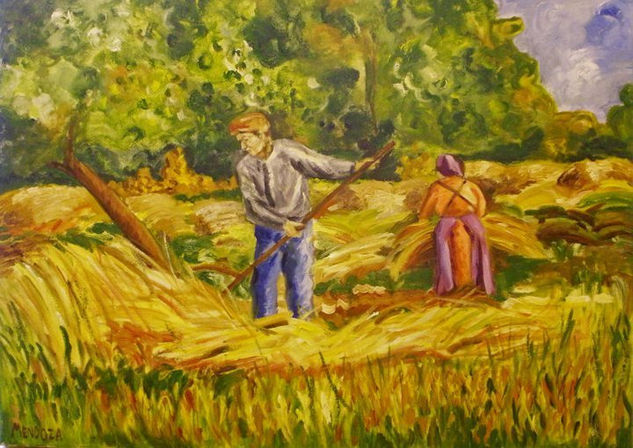 Trabajando en el campo Oil Canvas Landscaping