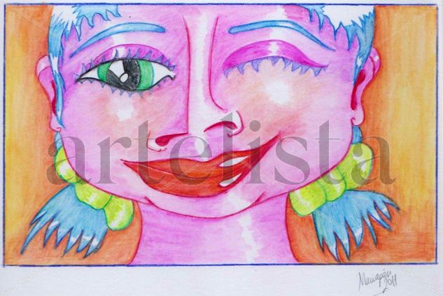 LA MIRADA DE LA NIÑA Watercolour Paper Figure Painting