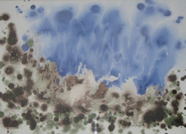 Mar y rocas Ink Paper Marine Painting