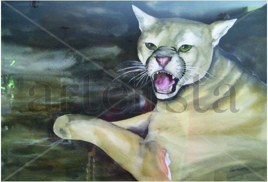 Puma Acuarela Papel Animales