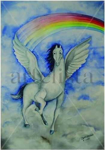 Pegaso Acuarela Papel Otros