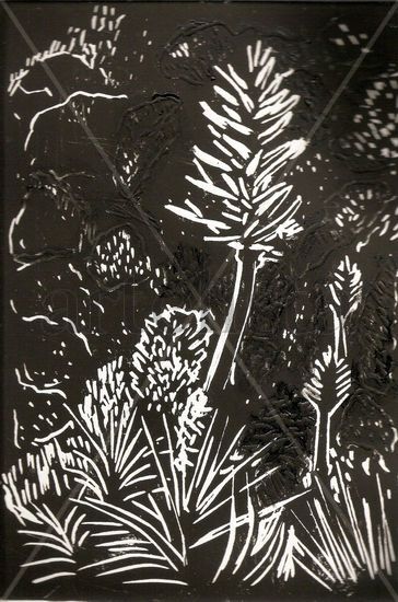 Chagual Puya chilensis Linocut