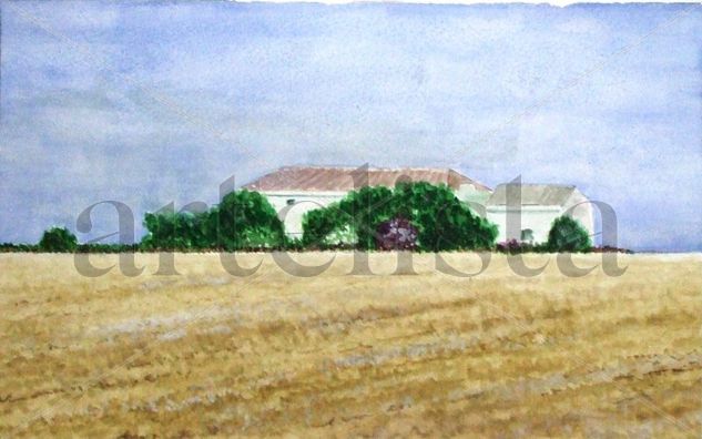 CAMPO EN VERANO Acuarela Papel Paisaje