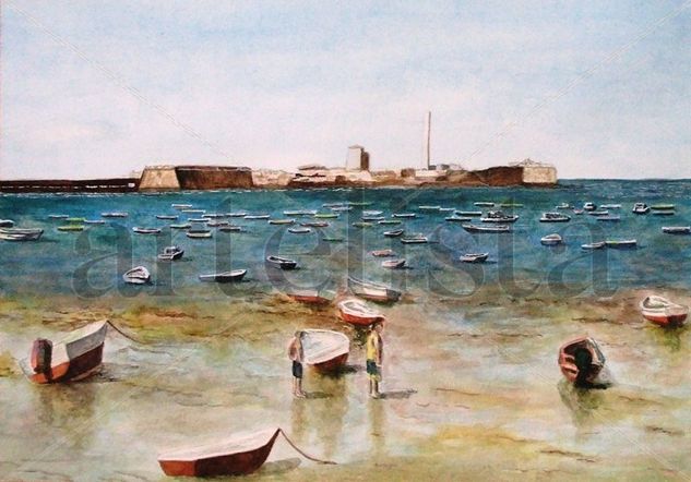 LA CALETA, CADIZ Acuarela Papel Paisaje