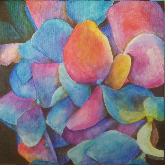 hortensia arcoiris Acrylic Canvas Floral Painting