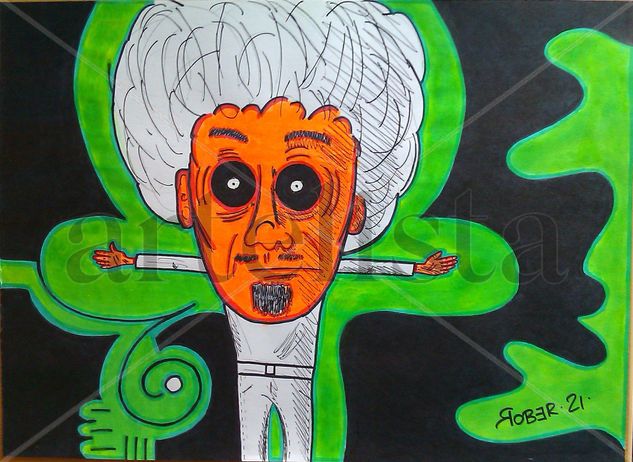 personaje naranja Técnica Mixta