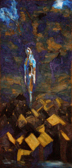 Cultura. Oil Panel Figure Painting