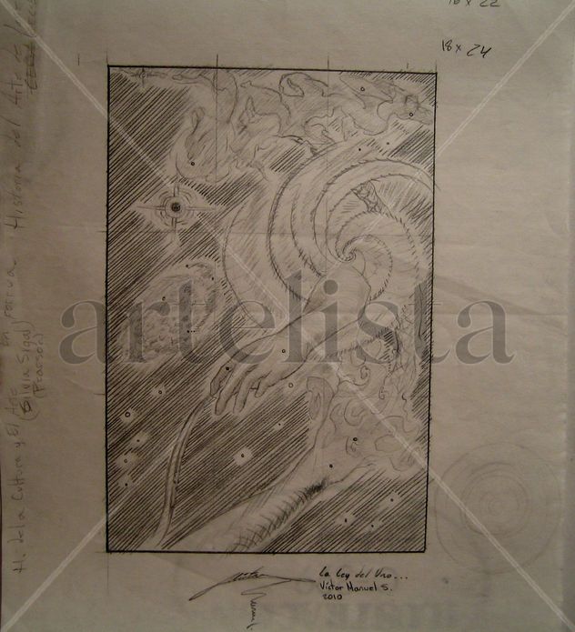 Boceto previo para un grabado en linografia