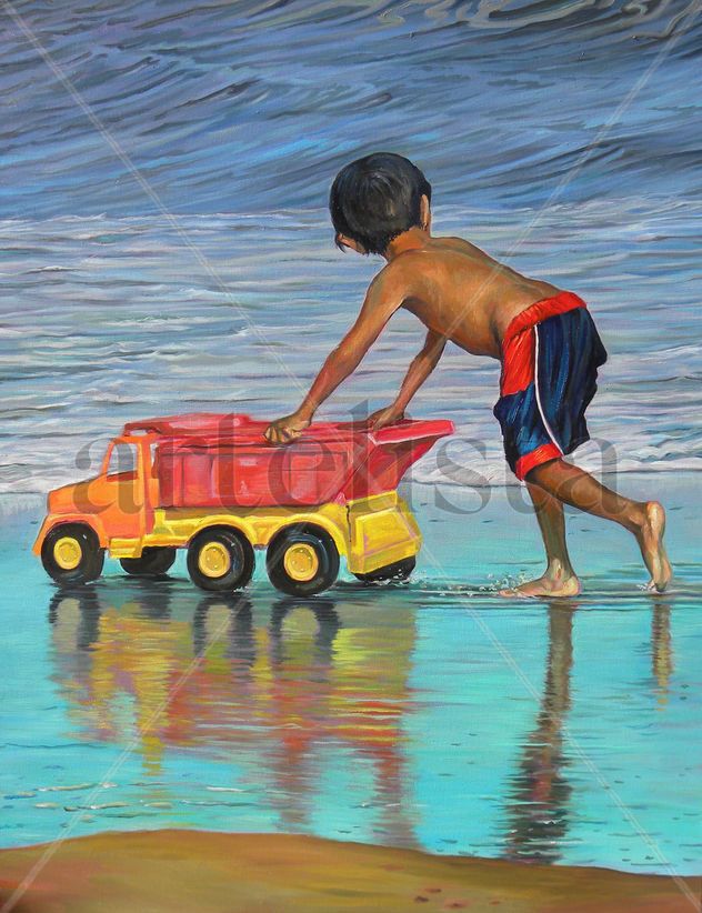 niño en la playa de Reta