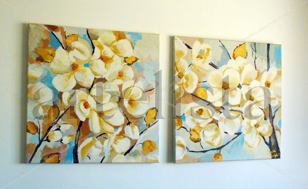 Flores de Cerezos Acrylic Canvas Floral Painting