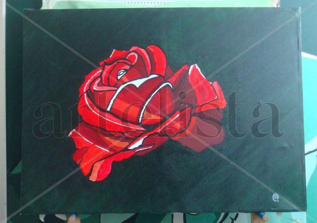 rosa roja Acrylic Canvas Floral Painting