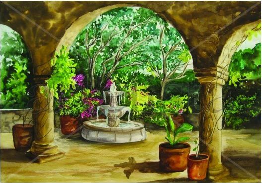 El Viejo Patio Watercolour Paper Landscaping