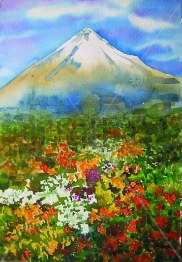 El Popo Watercolour Paper Landscaping