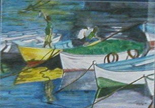 Los pescadores Watercolour Paper Marine Painting