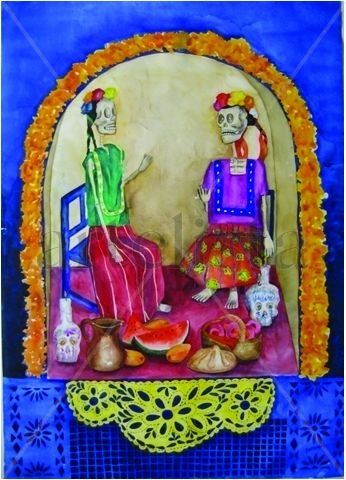 Ofrenda de Muertos Watercolour Paper Still Life Paintings