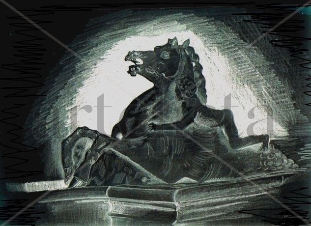 Caballo niño,estatua NOcturno Charcoal