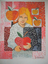 Niña con manzanas