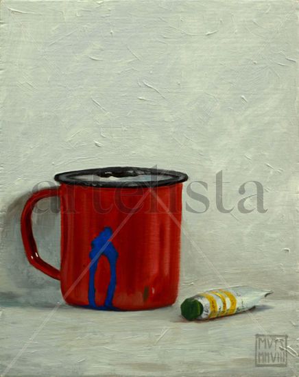 Taza y tubo Oil Panel Still Life Paintings