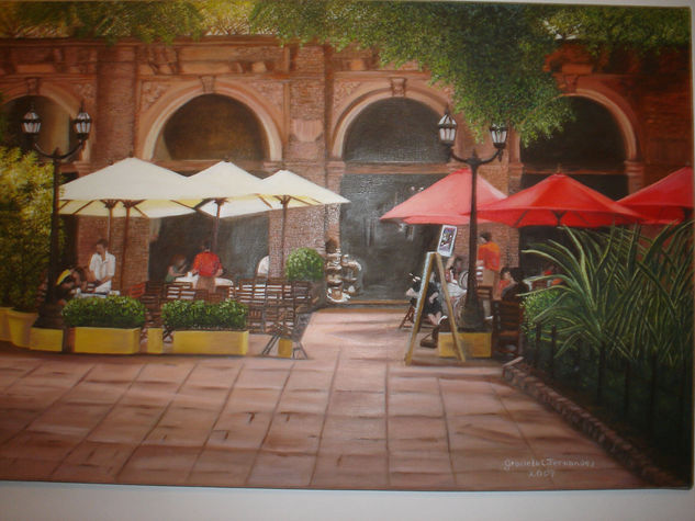 Caf'e' de Paris Oil Canvas Landscaping