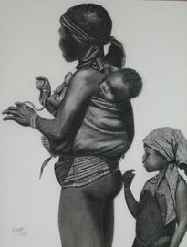 Africana con niños