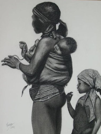 Africana con niños