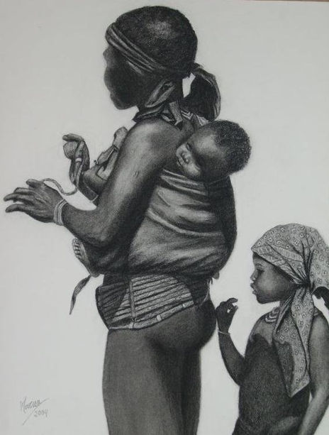 Africana con niños