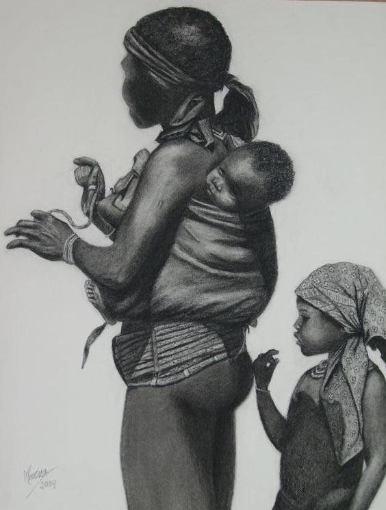 Africana con niños