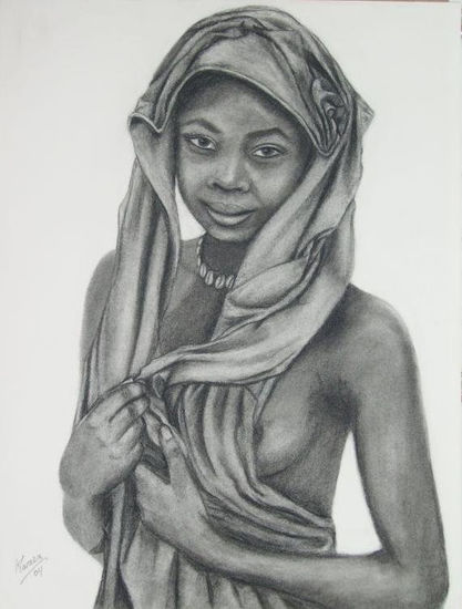 Joven africana Charcoal