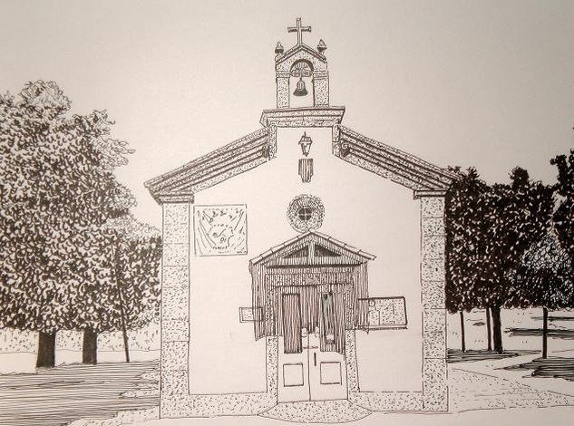 Capilla en Ramallosa Felt-tip pen Paper Landscaping