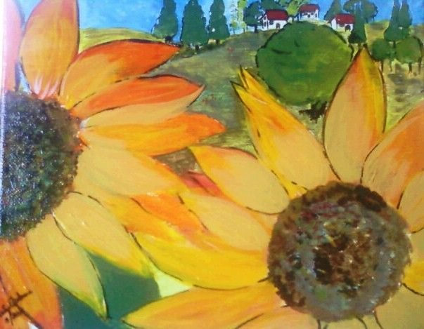 Soles girando Acrylic Canvas Floral Painting