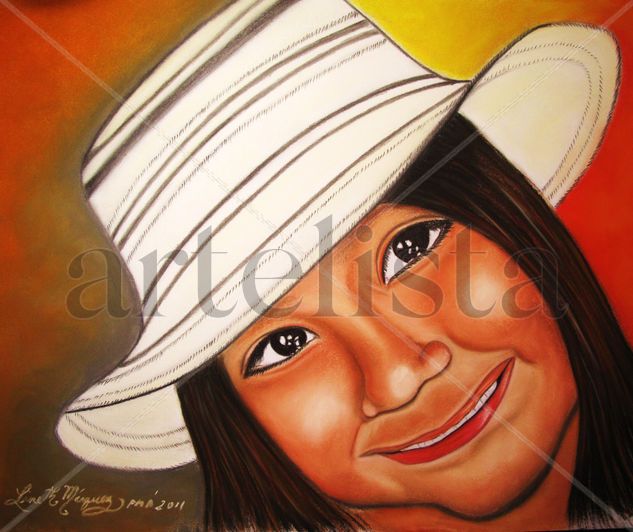 Sombrero Pintao panameño Pastel Glass Portrait