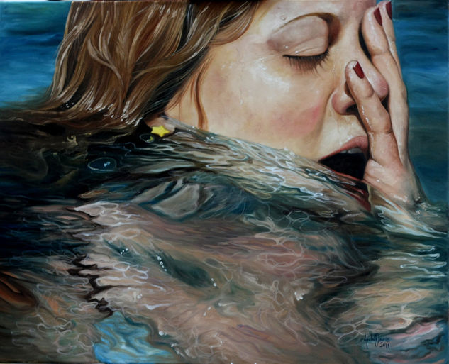 Tsunami Oil Canvas Portrait