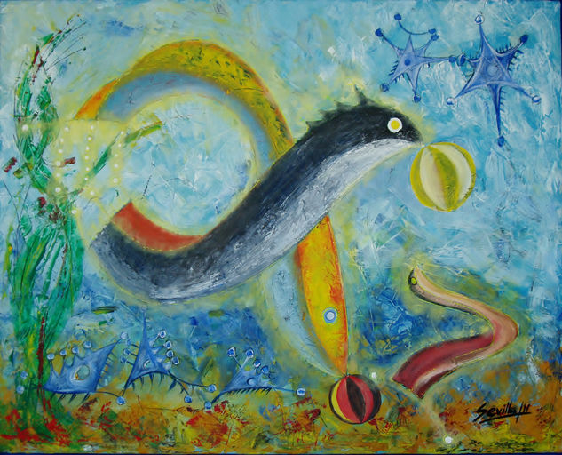 peces jugando Acrylic Panel Marine Painting