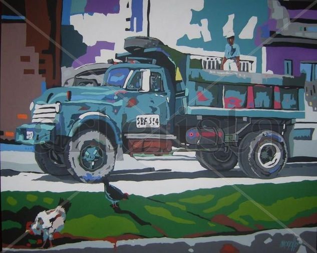 Camion de Costruccion Acrílico Lienzo Paisaje