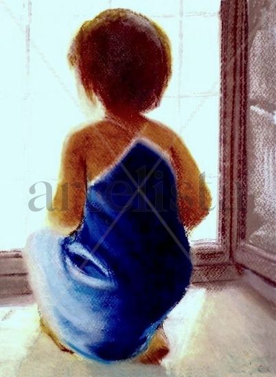 Curiosidad Infantil Pastel Paper Figure Painting