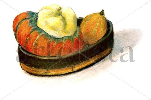 Cesto con calabazas Pastel Canvas Still Life Paintings