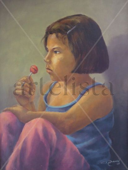 dulce niña Oil Canvas Portrait