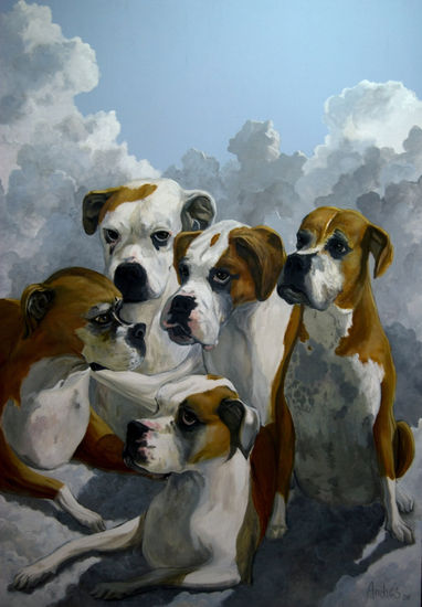 dogs Media Mixta Lienzo Animales