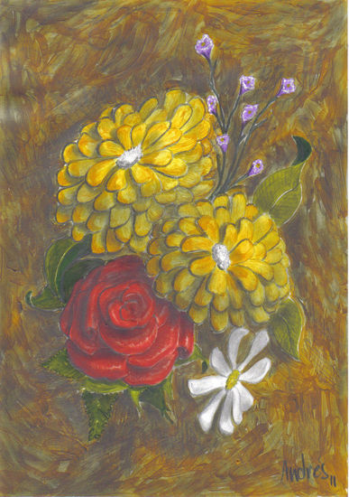 flores Media Mixta Papel Floral