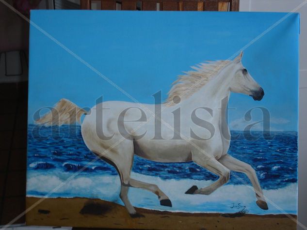 CABALLO BLANCO Óleo Lienzo Animales