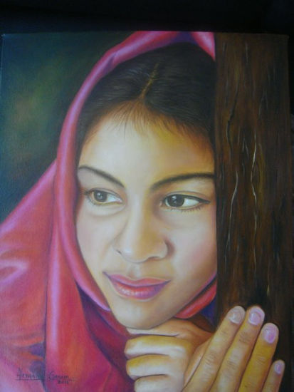 A LA ESPERA Oil Canvas Portrait