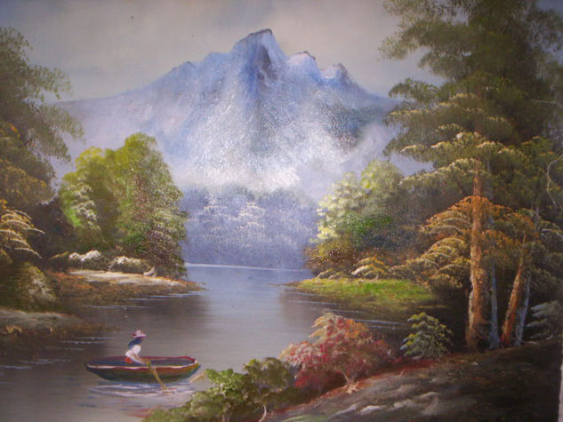 El la canoa Óleo Lienzo Paisaje