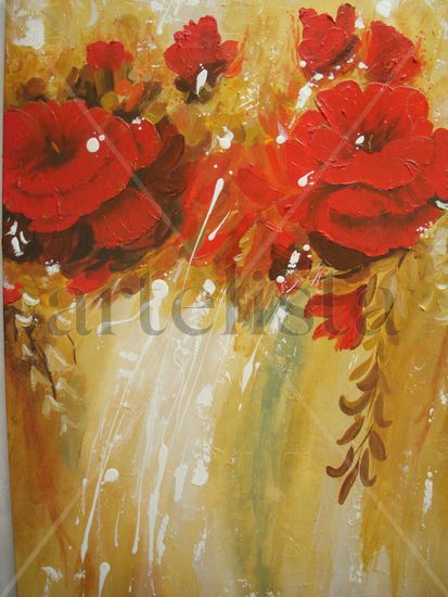 Aniversario Mixed media Canvas Floral Painting