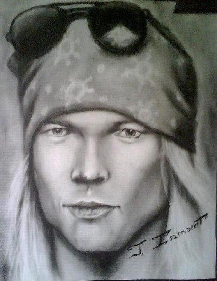 Axl Roses (vocalista de Guns n` Roses) Óleo Cartulina Retrato