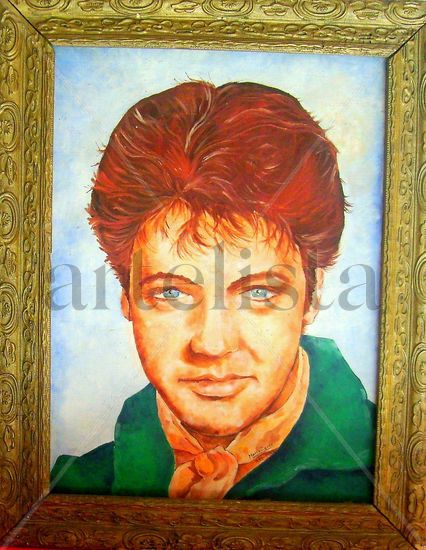 Retrato de Elvis Oil Textile Portrait