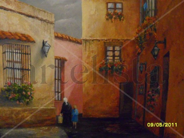 patio Español Oil Canvas Landscaping