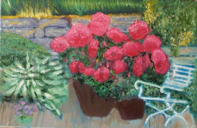 E04 En el jardín (2011) Oil Canvas Floral Painting